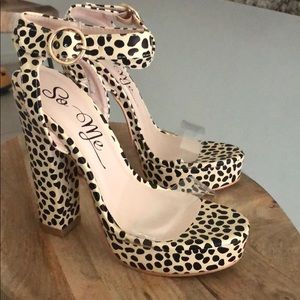 Miss Lola Leopard Print Platform Heels